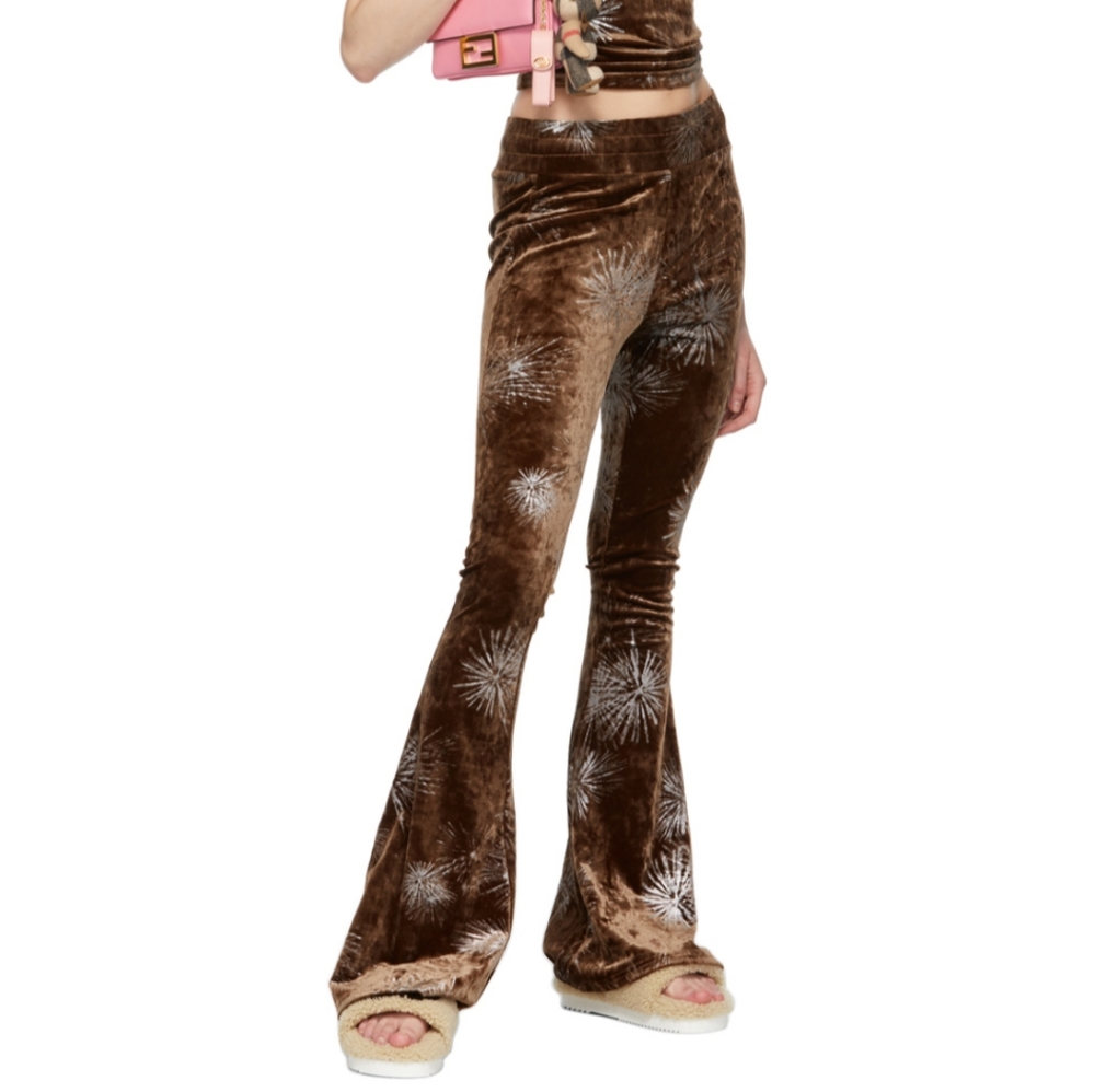 Petra Collins SSENSE Exclusive Brown Velvet Devore Flared Pants